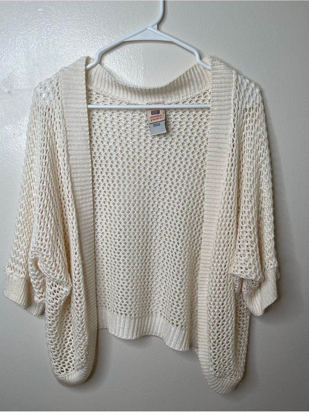 Faded Glory Open-Knit Cream Cardigan